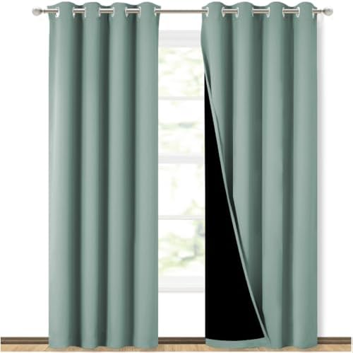 NICETOWN 100% Blackout Curtains 84 inches Long, Seafoam Green, 52 inches Wide by NICETOWN