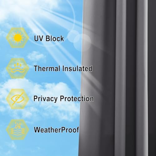 NICETOWN Patio Curtains Outdoor Waterproof Sticky Top & Back Tab Bottom - Image 5