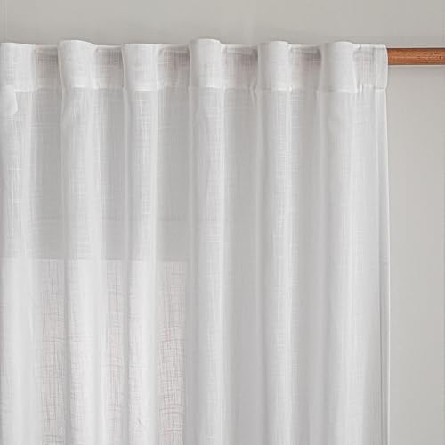 MYSKY HOME 108 Inches Long White Semi Sheer Window Curtains 2 Panels Sets by MYSKYHOME
