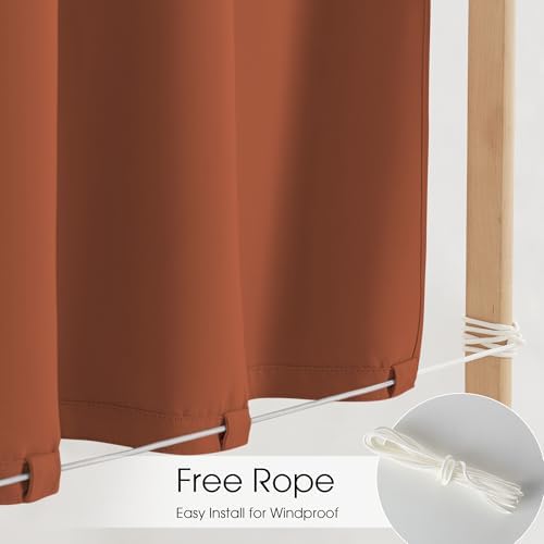 NICETOWN Fade Resistant Rod-Free Outdoor Curtains 96" L Burnt Orange - Image 4