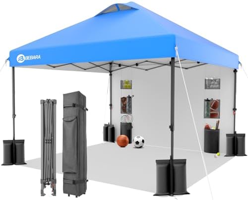 10x10 Pop Up Canopy with Sidewall, One Push Easy Setup by Bebara