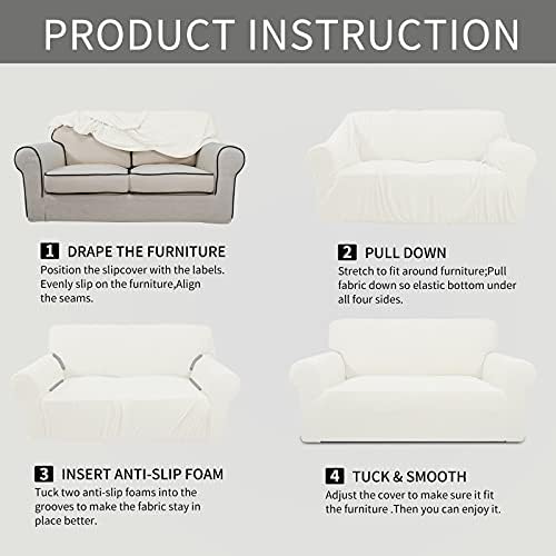 Easy-Going Stretch Oversized Loveseat Couch Covers Washable Cream - Image 6