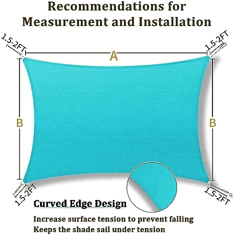 Shade&Beyond 6'X12' Sun Shade Sail Turquoise Rectangle - Image 5