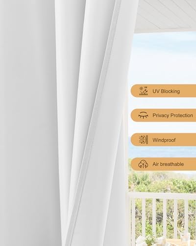 Outdoor Curtains for Patio Waterproof Rod Pocket 8 Pcs 54x84 Inch White - Image 4