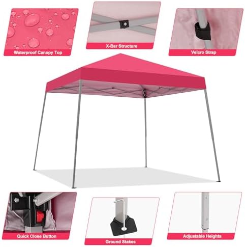 10x10FT Slant Leg Pop Up Canopy Tent, Portable Outdoor Shelter - Image 2