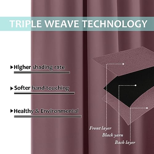 NICETOWN Full Shade Curtain Panels, Dry Rose, Pair of Thermal Insulated & - Image 6