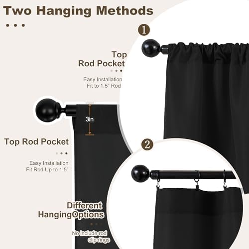 Outdoor Curtains for Patio Waterproof Rod Pocket 6 Pcs 54x108 Inch Black - Image 3