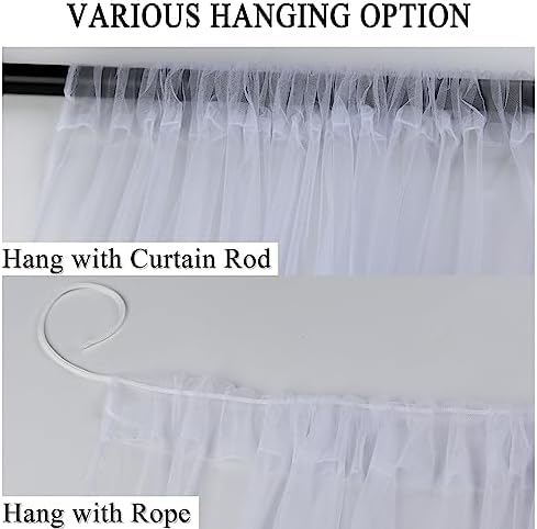 10 x 10 ft Outdoor White Tulle Backdrop Curtains Waterproof Voile Sheer Screen - Image 4
