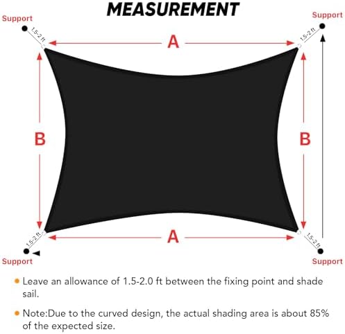 Shade&Beyond 8'X12' Sun Shade Sail Black Rectangle - Image 5