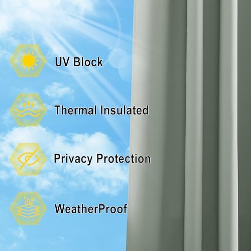 NICETOWN Outdoor Curtainch for Patio Waterproof 120 inch Wide, Thermal - Image 4