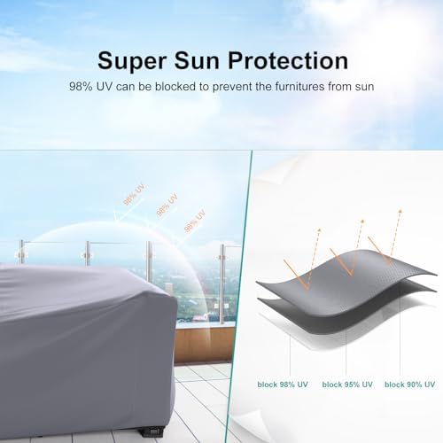 Waterproof Outdoor Patio Furniture Covers 102"L×74"W×28"H Grey - Image 4