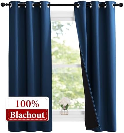 NICETOWN Moroccan Blue Full Shade Curtain Panels, Pair of Thermal Insulated & - Image 2