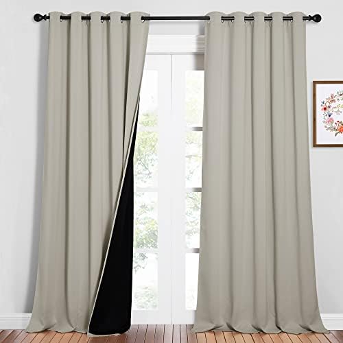 NICETOWN Full Shading Curtains for Windows, Super Heavy-Duty Black Lined by NICETOWN