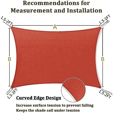 Shade&Beyond 6'X7' Sun Shade Sail Rust Red Rectangle - Image 5