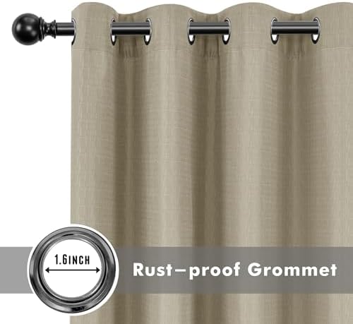 Linen Outdoor Curtains for Patio Waterproof 2 Pcs 54x95 In Taupe - Image 4
