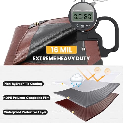 Winpull Tarp 12x20FT, 16 Mil Heavy Duty Large Tarps, Waterproof Tarp - Image 2