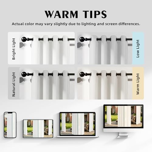 Set of 6 Outdoor Curtains for Patio Waterproof, Breathable Grommet Panels for - Image 5