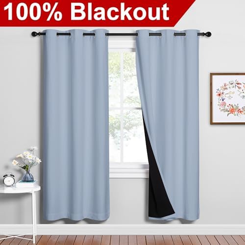 NICETOWN Full Shade Curtain Panels, Vintage Blue, Pair of Thermal Insulated & - Image 2