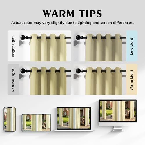 Set of 6 Outdoor Curtains for Patio Waterproof, Breathable Grommet Panels for - Image 5