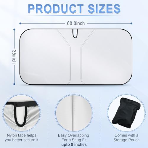 SINGARO 300T Universal Car Windshield Sun Shade, Foldable Reflective - Image 2