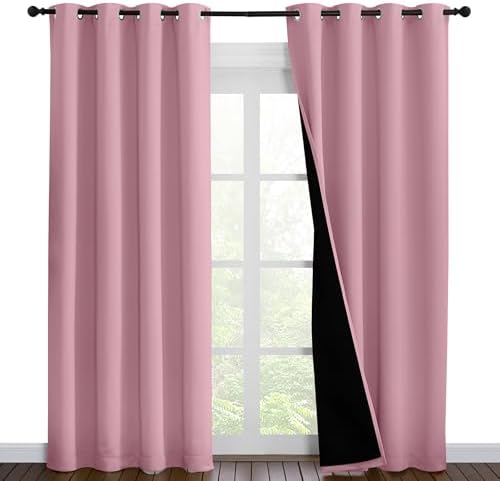 NICETOWN Crystal Pink Full Shade Curtain Panels, Pair of Energy Smart & Noise by NICETOWN