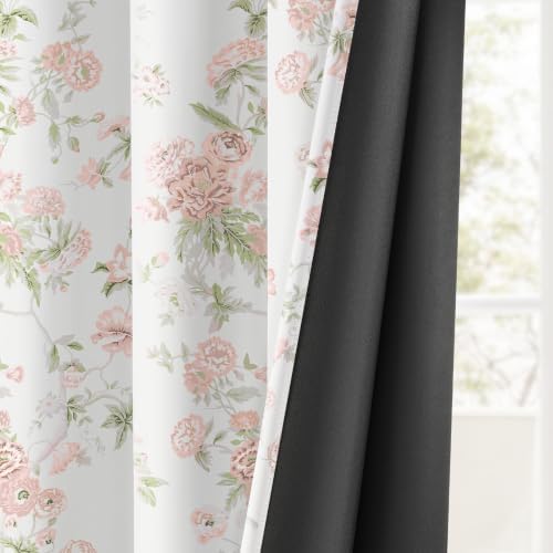 Floral 90% Blackout Curtains for Bedroom Living Room 84 Inch 2 Panels - Image 4