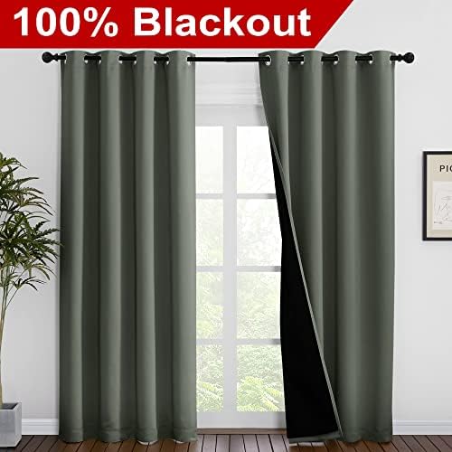 NICETOWN 100% Blackout Curtains 86 inches Long, Pair of Energy Smart & Noise - Image 2