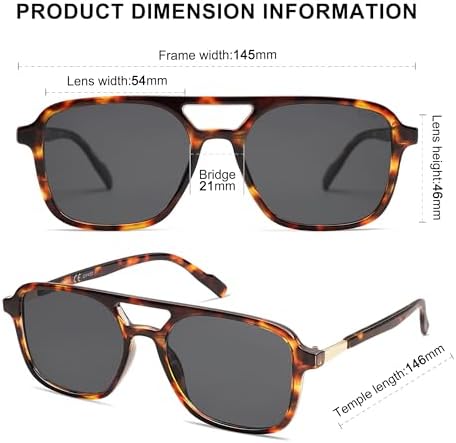 SOJOS Retro Aviator Sunglasses Womens Mens, Trendy Rectangle Shades SJ2202 - Image 5