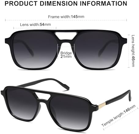 SOJOS Retro Aviator Sunglasses Womens Mens, Trendy Rectangle Shades SJ2202 - Image 5