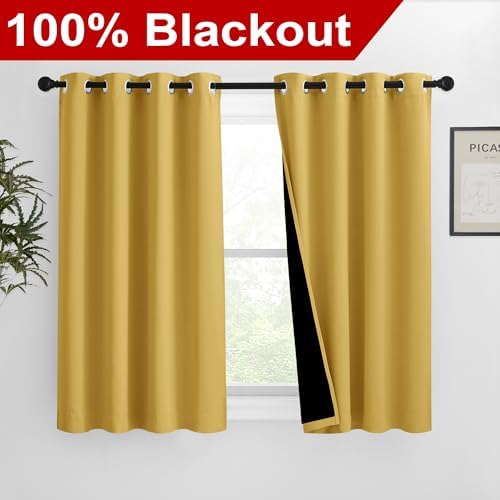 NICETOWN 100% Blackout Blinds, 46 inches x 45 inches, Laundry Room Decor Window - Image 2