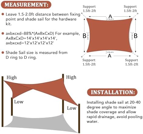 Shade&Beyond 8'X16' Sun Shade Sail Rust Red Rectangle - Image 6