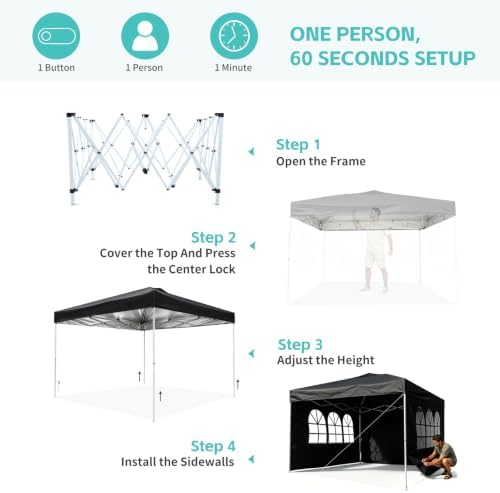 10x10 One Push Pop Up Canopy Tent - Image 6