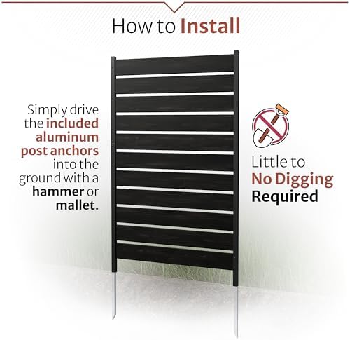 Enclo Concord Privacy Screen, Charcoal Cedar Wood DIY No Dig Kit - Image 4