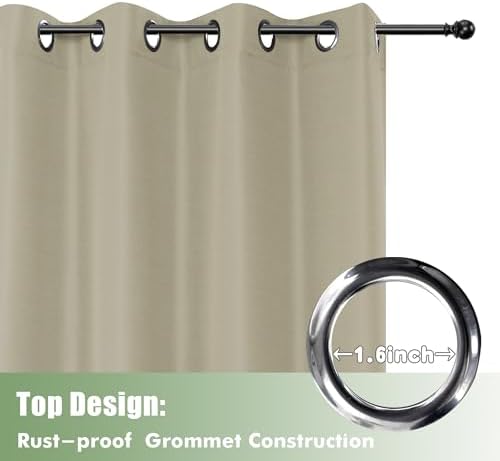 HolidayIdeas Outdoor Curtains for Patio Waterproof 6 Pcs 54x95 Inch Taupe - Image 4