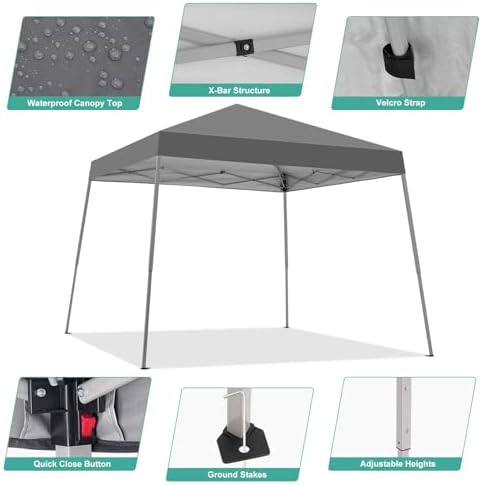 10x10FT Slant Leg Pop Up Canopy Tent, Portable Outdoor Shelter - Image 2