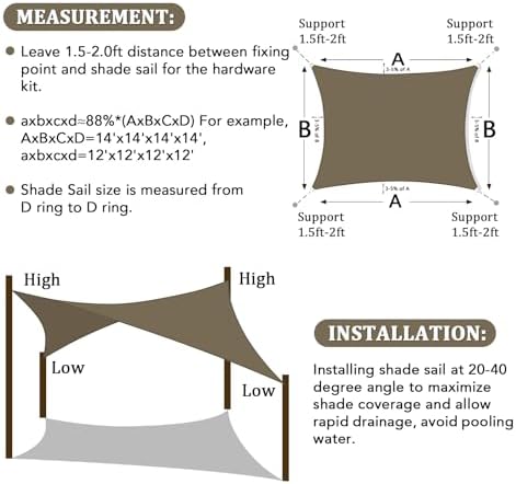 Shade&Beyond 20'X32' Sun Shade Sail Mocha Rectangle - Image 6