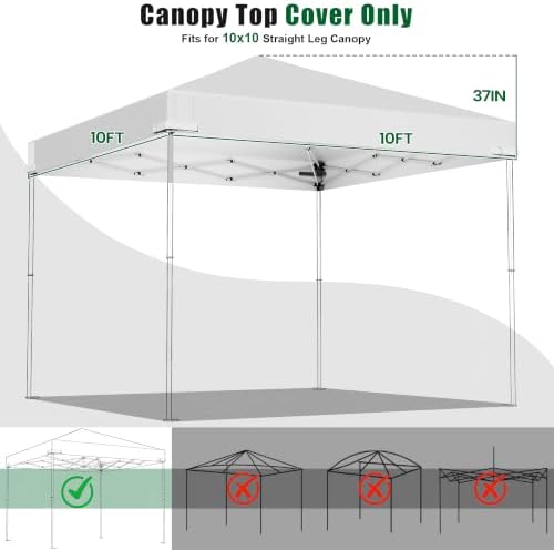 10x10ft Replacement Canopy Top, Waterproof & UV Protection Canopy Tent Top Cover - Image 2