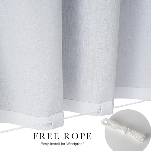 NICETOWN 100% Blackout Linen Outdoor Curtains Windproof 84" L White 2 PCs - Image 4