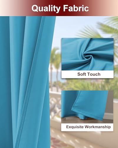 Grommet Outdoor Curtains for Patio Waterproof 8 Pcs 54x108 In Teal - Image 4