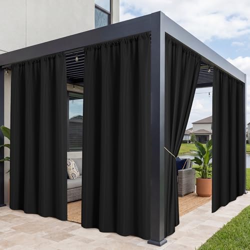 Patio Curtains Outdoor Waterproof, 4 Panels, Rod Pocket Sunshades by RichSets