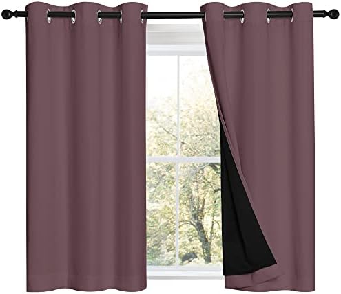 NICETOWN Dry Rose 100% Blackout Curtains 45 inches Long, 2 Thick Layers by NICETOWN