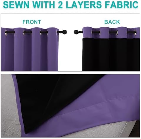 NICETOWN Lilac Purple Full Shade Curtain Panels, Pair of Thermal Insulated & - Image 5