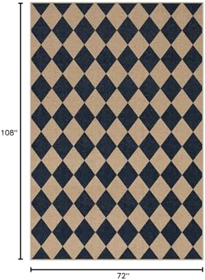 Lahome Checkered Easy Jute Outdoor Patio Rug, 6x9 Living Room Rugs Washable - Image 2