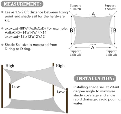 Shade&Beyond 16'X24' Sun Shade Sail Light Grey Rectangle - Image 6