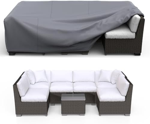 Waterproof Outdoor Patio Furniture Covers 128"L×83"W×28"H Grey by Brosyda
