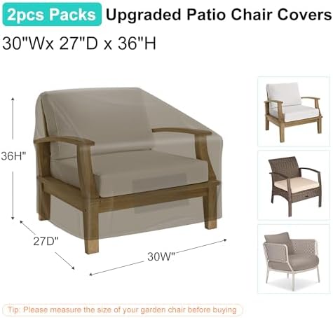 2 Pack Outdoor Patio Chair Covers Waterproof 30"Wx27"Dx36"H - Image 2