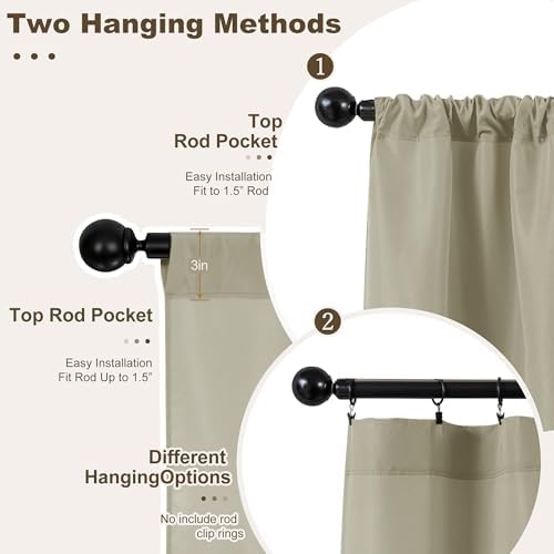 Outdoor Curtains for Patio Waterproof Rod Pocket 6 Pcs 54x84 Inch Taupe - Image 3