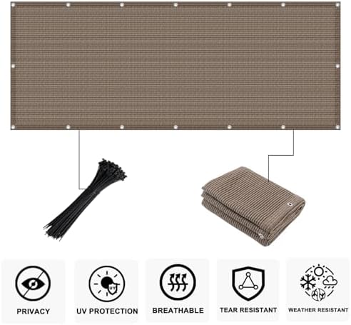 COOLBOYS Customized 3'x28' Brown Balcony Privacy Screen Fence Cover - Image 2