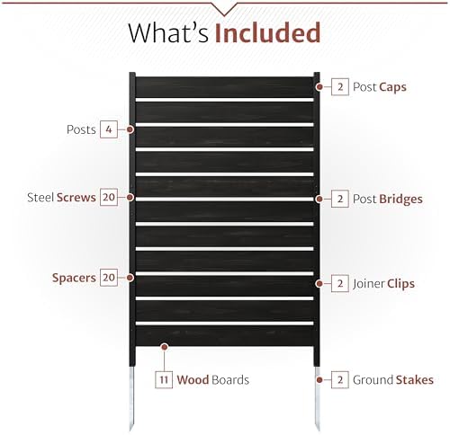 Enclo Concord Privacy Screen, Charcoal Cedar Wood DIY No Dig Kit - Image 5