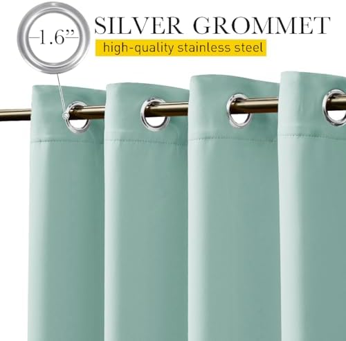 NICETOWN 2 Panels Thermal Outdoor Curtains Windproof W52xL72 Aqua Blue - Image 4